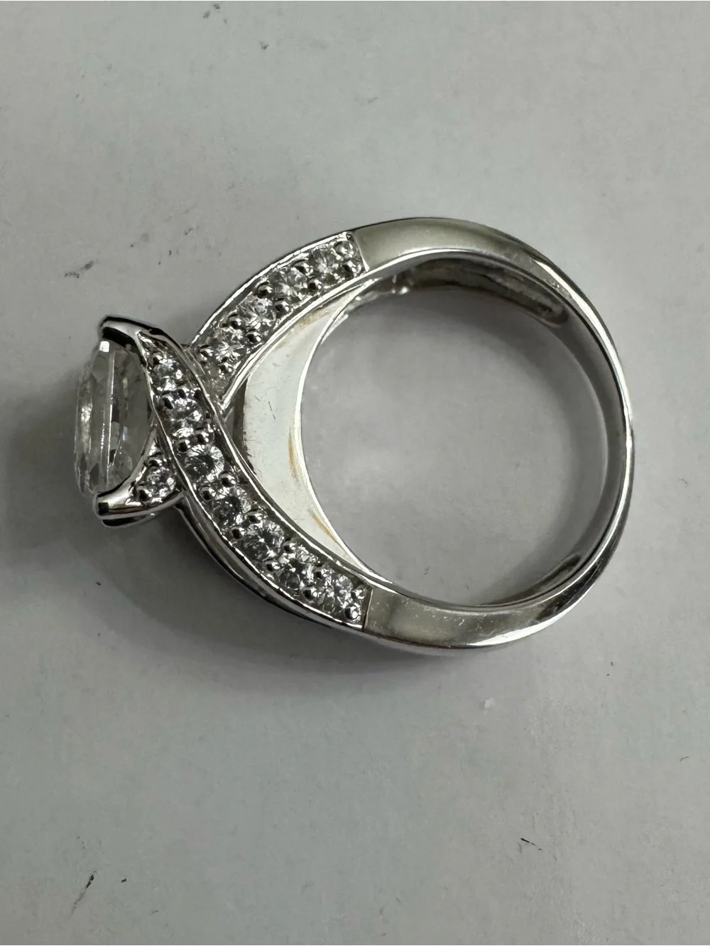 925 Silver Ring w/Large Square Cut Center CZ & sizzling CZ accents- A Statement!